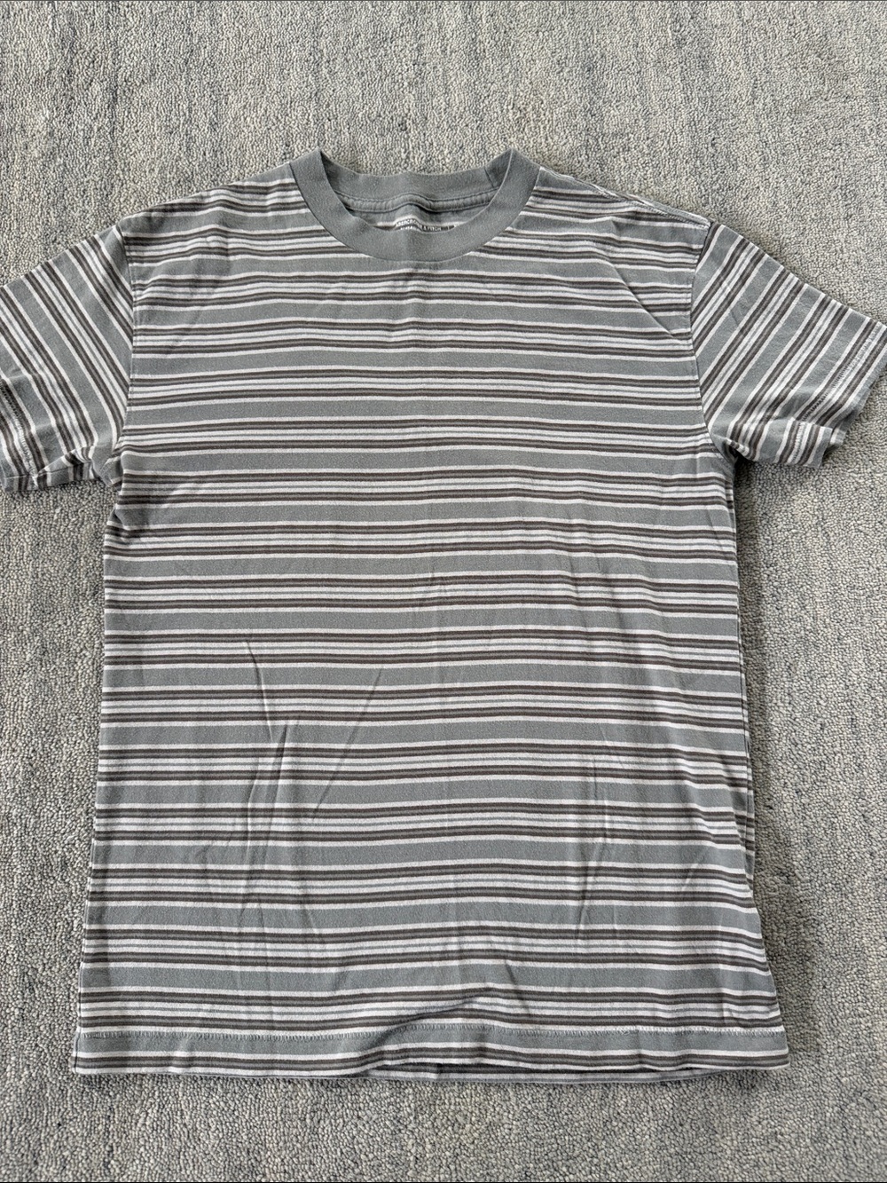 Abercrombie & Fitch Classic cream brown Striped Crewneck T-Shirt - Men XS